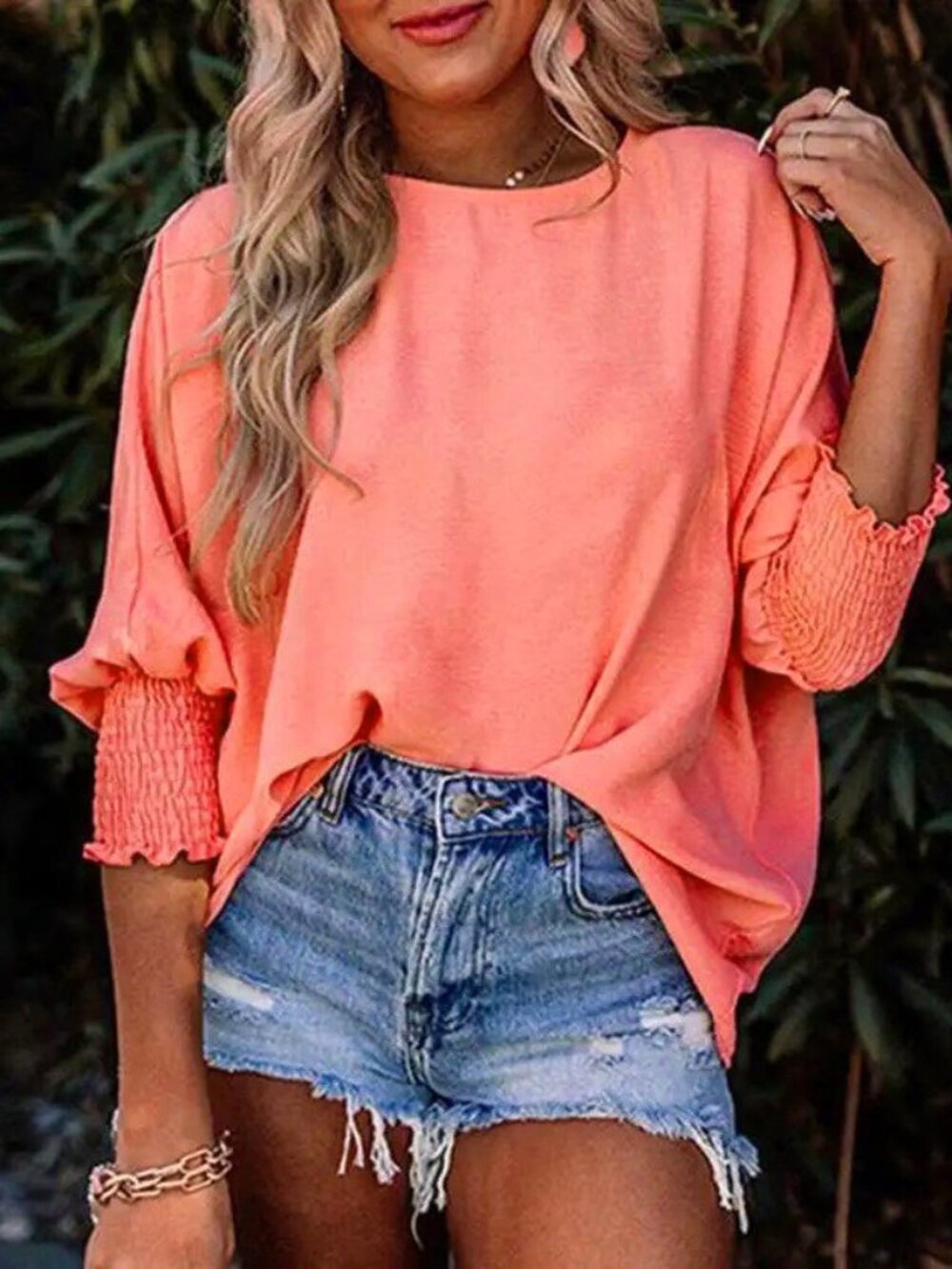 NWOT - Women's Oversized Smocked Sleeve Top - Size Small